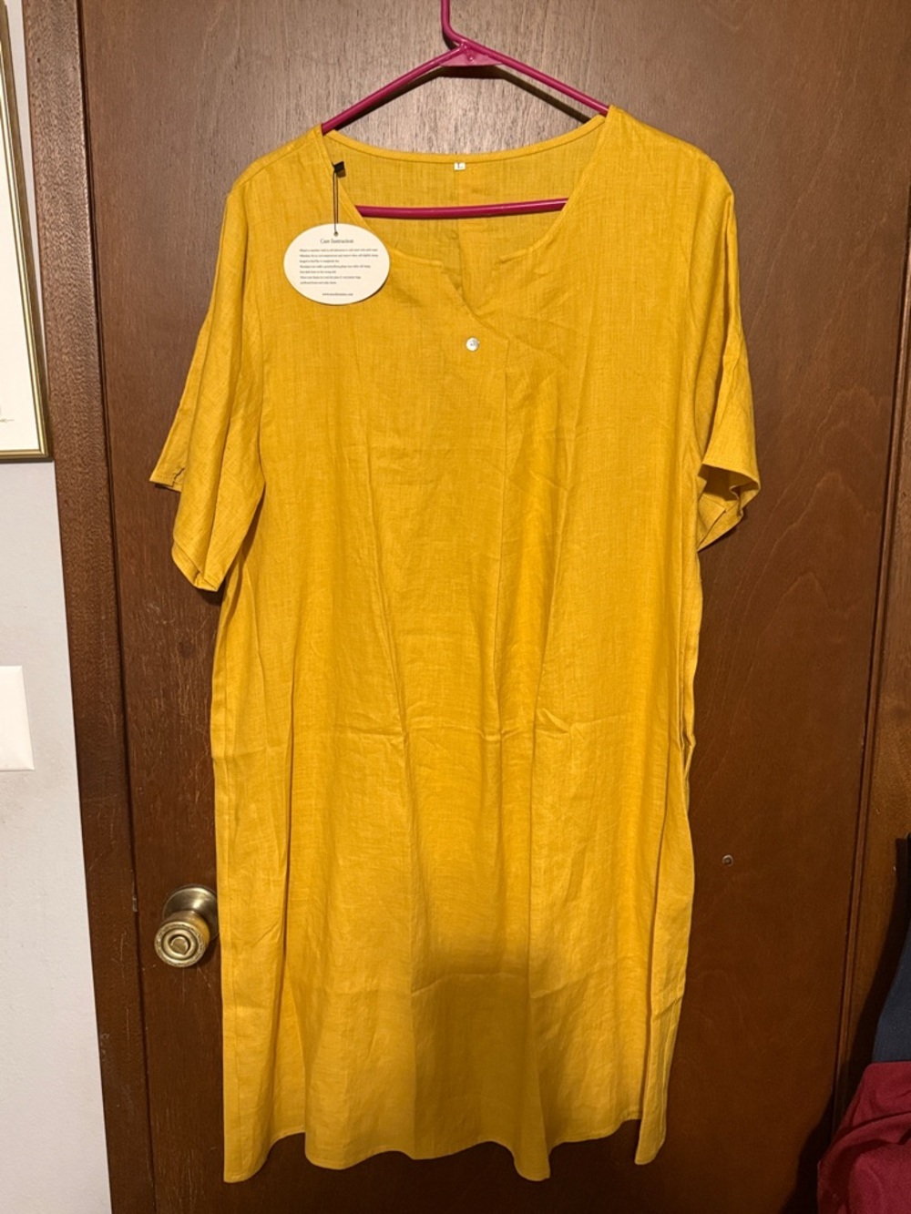 NWT Yellow Linen Shift Dress women’s Large